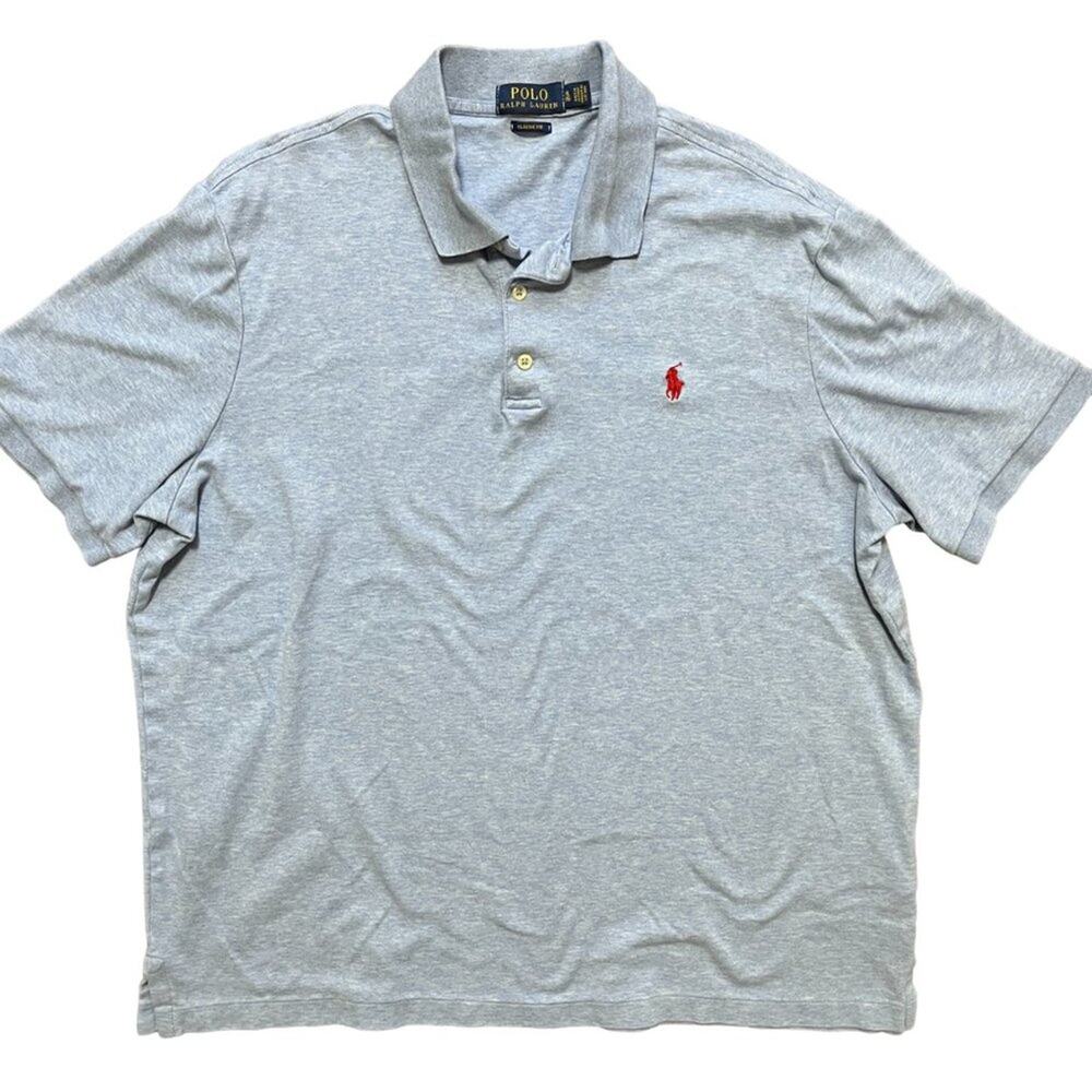 POLO RALPH LAUREN Classic Fit Short Sleeve Cotton Polo Shirt  Blue Heather SZ XL